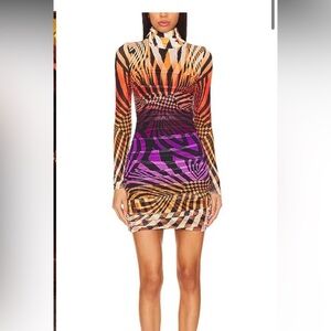 Vibrant Long Sleeve Geometric Dress